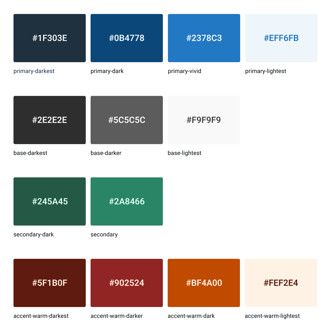 Elevated Theme Color Palette