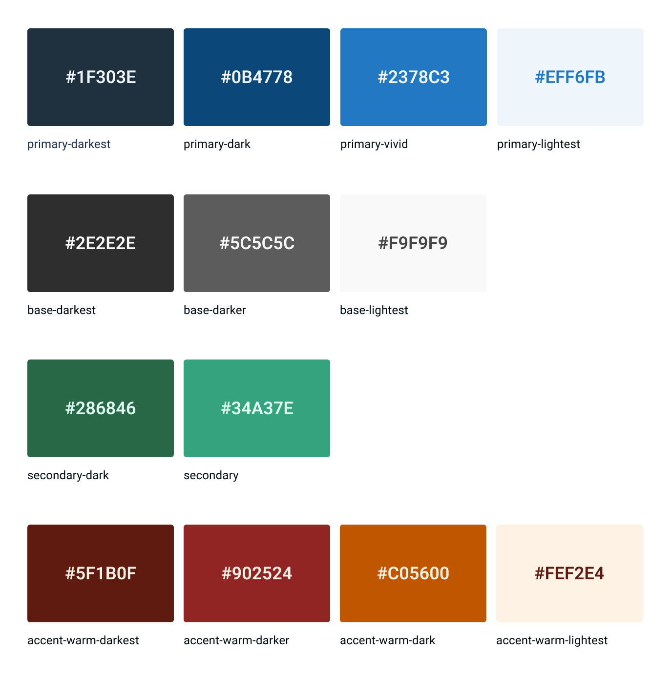 a grid of colors from our design system